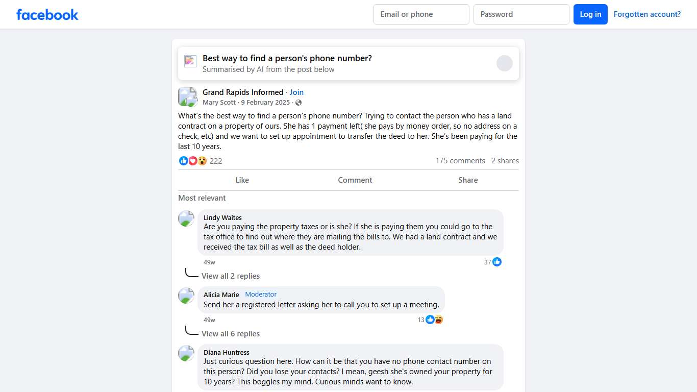 Grand Rapids Informed | What’s the best way to find a person’s phone number | Facebook